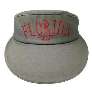 Florida USA Strapback Visor Hat Green One Size Embroidered Strand
